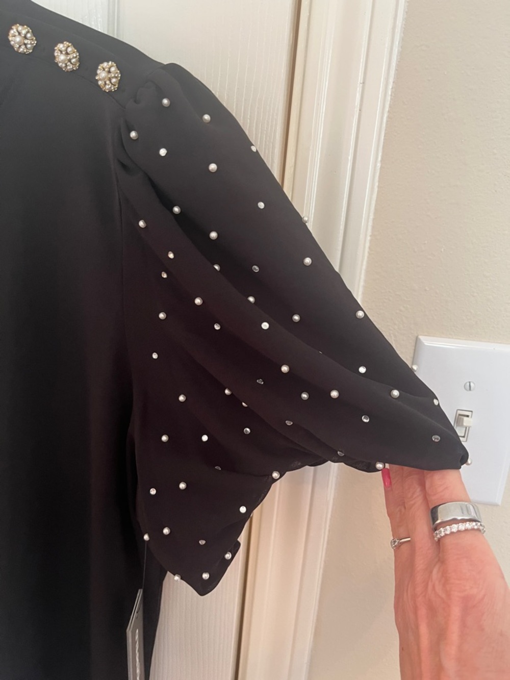 NWT Karl Lagerfeld Bedazzled Blouse - Picture 4 of 9